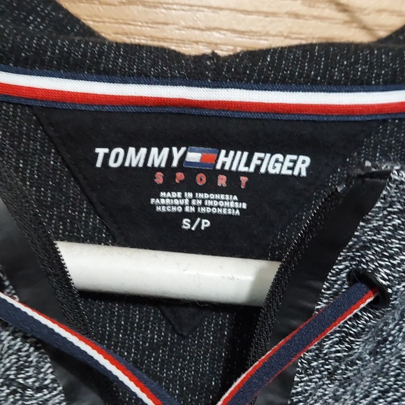 Tommy Hilfiger Sport Hoodie Men's S Gray Black Pullover Sweatshirt 1/4 Zip Logo - Picture 3 of 8